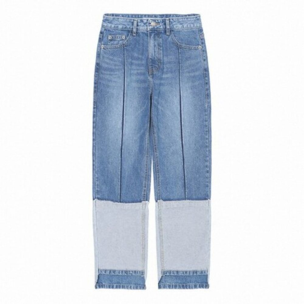 NWT SJYP - Stepped Hem Straight High Rise Jeans - Blue - S